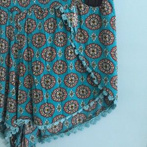 Turquoise Pattern Flowy Shorts